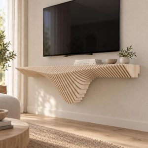 cream wall mounted TV stand